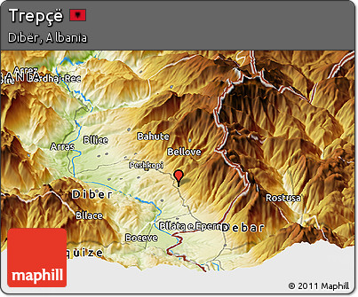 Physical Panoramic Map of Trepçë