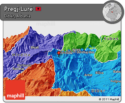 Political Panoramic Map of Pregj-Lurë