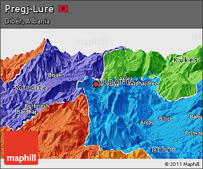 Political Panoramic Map of Pregj-Lurë