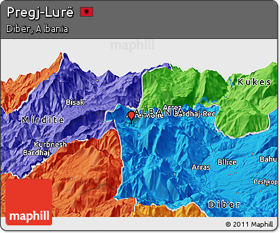 Political Panoramic Map of Pregj-Lurë