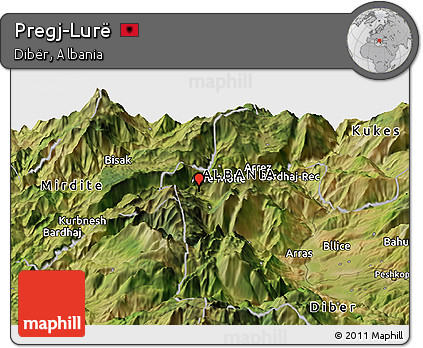 Satellite Panoramic Map of Pregj-Lurë