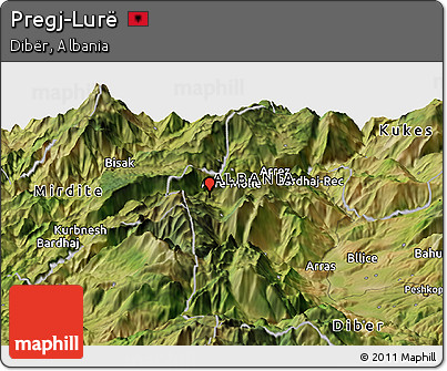 Satellite Panoramic Map of Pregj-Lurë