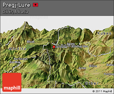 Satellite Panoramic Map of Pregj-Lurë
