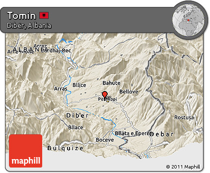 Shaded Relief Panoramic Map of Tomin