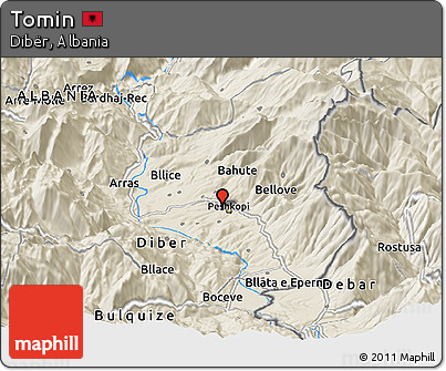Shaded Relief Panoramic Map of Tomin