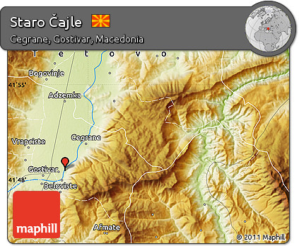 Physical Map of Staro Čajle