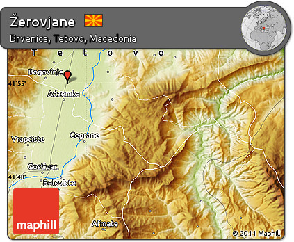 Physical Map of Žerovjane