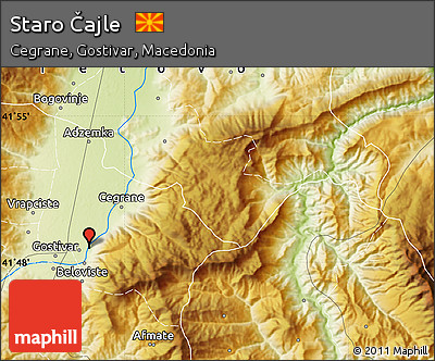 Physical Map of Staro Čajle