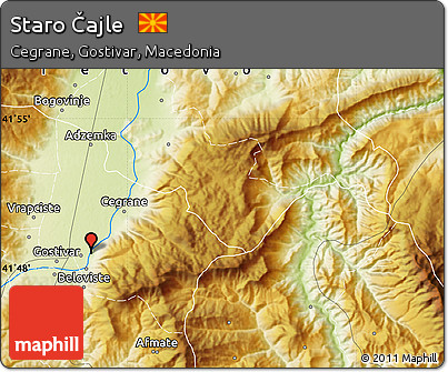 Physical Map of Staro Čajle