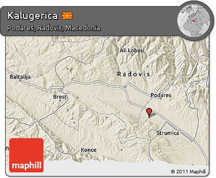 Shaded Relief 3D Map of Kalugerica