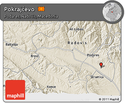 Shaded Relief 3D Map of Pokrajčevo