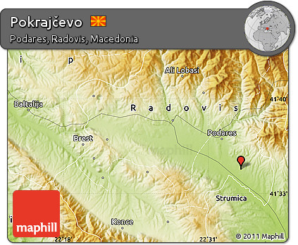 Physical Map of Pokrajčevo