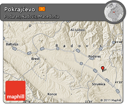 Shaded Relief Map of Pokrajčevo