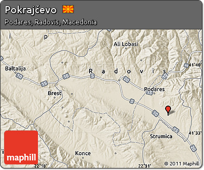 Shaded Relief Map of Pokrajčevo