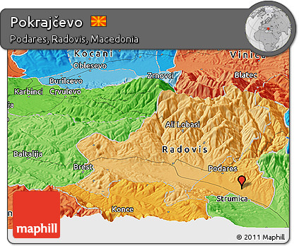 Political Panoramic Map of Pokrajčevo