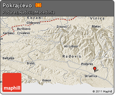 Shaded Relief Panoramic Map of Pokrajčevo