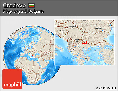 Shaded Relief Location Map of Gradevo