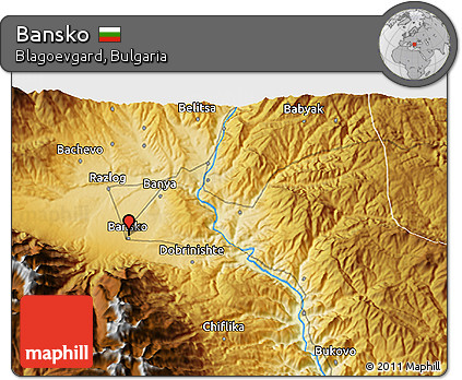 Physical 3D Map of Bansko