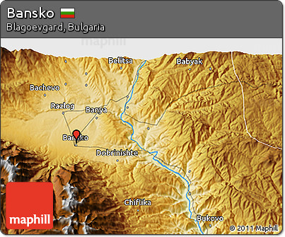 Physical 3D Map of Bansko