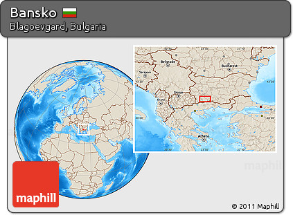Shaded Relief Location Map of Bansko