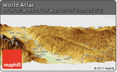 Physical Panoramic Map of the Area around 41° 43' 14" N, 23° 52' 30" E