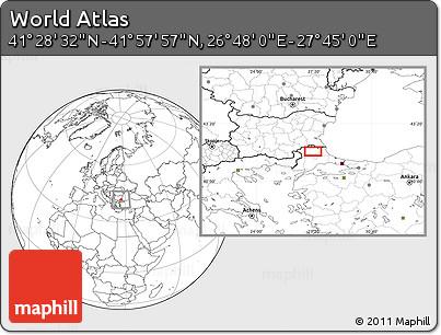 Blank Location Map of the Area around 41° 43' 14" N, 27° 16' 29" E