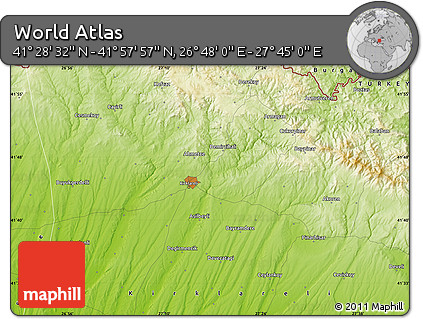 Physical Map of the Area around 41° 43' 14" N, 27° 16' 29" E