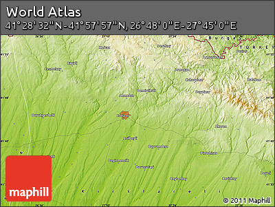 Physical Map of the Area around 41° 43' 14" N, 27° 16' 29" E