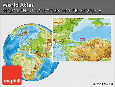 Physical Location Map of the Area around 41° 43' 14" N, 30° 40' 29" E