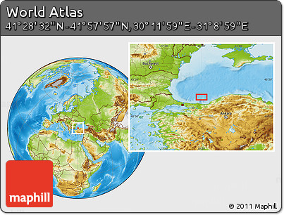Physical Location Map of the Area around 41° 43' 14" N, 30° 40' 29" E