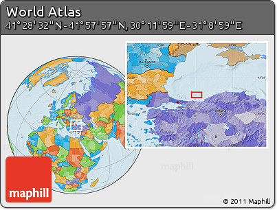 Political Location Map of the Area around 41° 43' 14" N, 30° 40' 29" E
