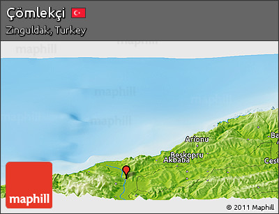 Physical Panoramic Map of Çömlekçi