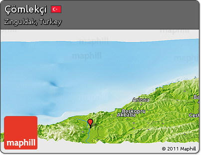 Physical Panoramic Map of Çömlekçi