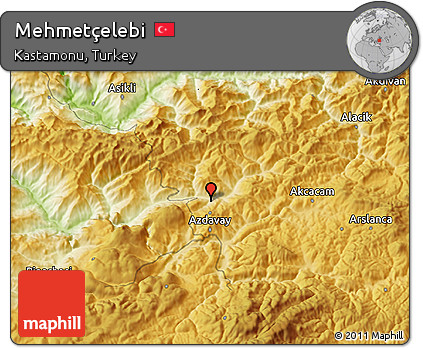 Physical 3D Map of Mehmetçelebi