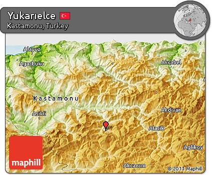 Physical 3D Map of Yukarıelce