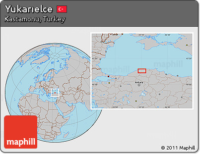 Gray Location Map of Yukarıelce