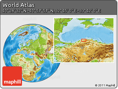 Physical Location Map of the Area around 41° 43' 14" N, 33° 13' 30" E