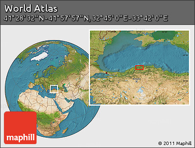 Satellite Location Map of the Area around 41° 43' 14" N, 33° 13' 30" E