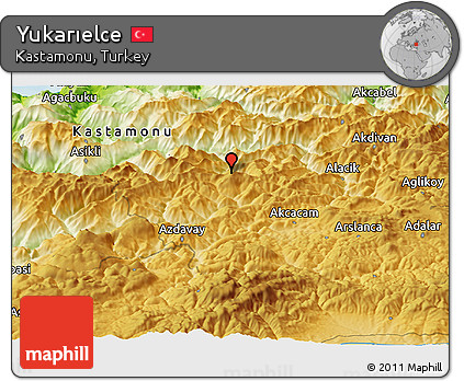 Physical Panoramic Map of Yukarıelce