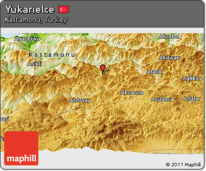 Physical Panoramic Map of Yukarıelce