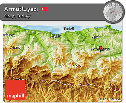 Physical 3D Map of Armutluyazı