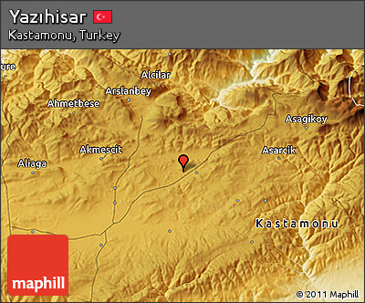 Physical 3D Map of Yazıhisar