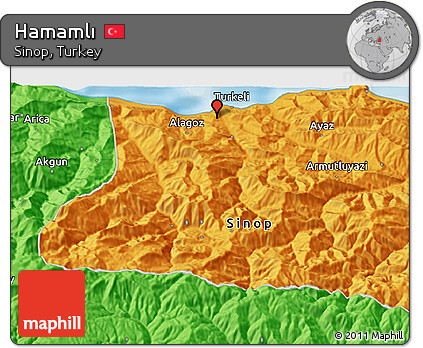 Political 3D Map of Hamamlı