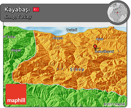 Political 3D Map of Kayabaşı