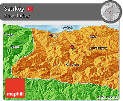 Political 3D Map of Satıköy