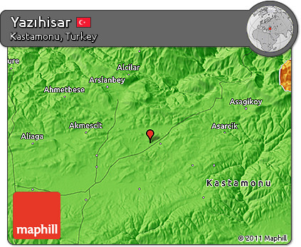 Political 3D Map of Yazıhisar