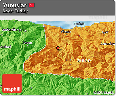 Political 3D Map of Yunuslar