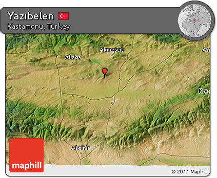 Satellite 3D Map of Yazıbelen