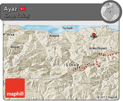 Shaded Relief 3D Map of Ayaz