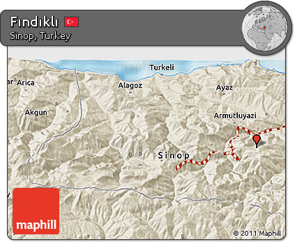 Shaded Relief 3D Map of Fındıklı